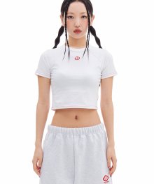 RED MOSS PATCHED CROP TOP (WHITE)