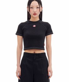 RED MOSS PATCHED CROP TOP (BLACK)
