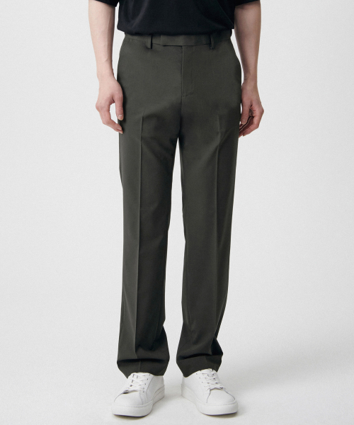 COOLTANDARD SEMI WIDE HIDDEN BANDING SLACKS [DUSTY KHAKI]