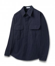 페이퍼 워싱 스냅 셔츠 자켓 [블루]