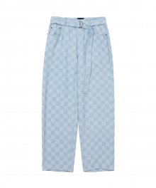 Checkerboard Oversized Jeans [SKY BLUE]