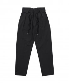 Two Tuck Nylon Baggy Pants [BLACK]