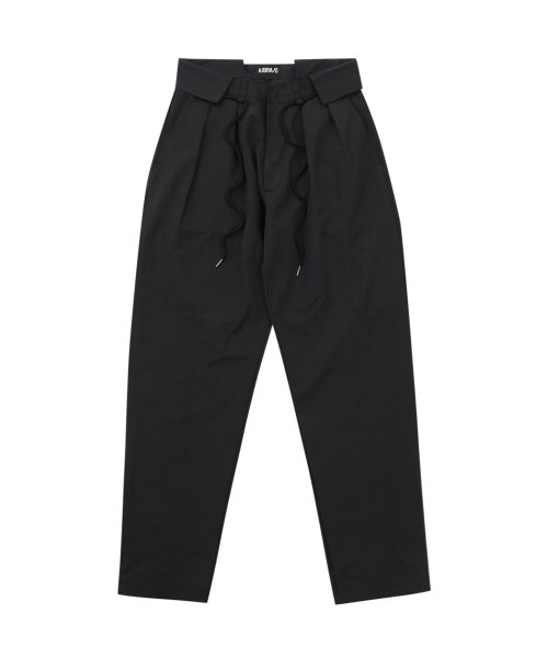 MUSINSA | AJOBYAJO Two Tuck Nylon Baggy Pants [BLACK]