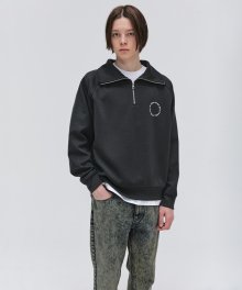 Half Zip-Up Circle Sweatshirt - Peacock