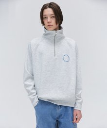 Half Zip-Up Circle Sweatshirt - Light Grey