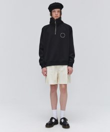 Half Zip-Up Circle Sweatshirt - Black