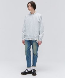 Half Raglan Sleeves Sweatshirt - Light Grey