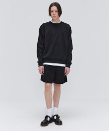 Half Raglan Sleeves Sweatshirt - Black