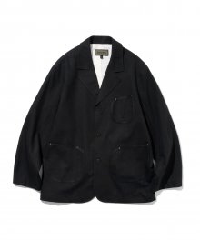 pocket linen blazer black