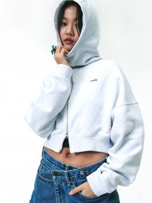 HIGH NECK HOOD ZIPUP WHITE MELANGE