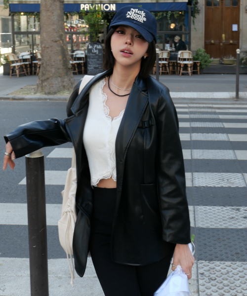 NICOLE SIGNATURE FAUX LEATHER JACKET_BLACK