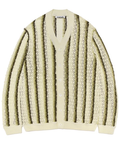 STRIPE BUTTON CARDIGAN [LEMON]