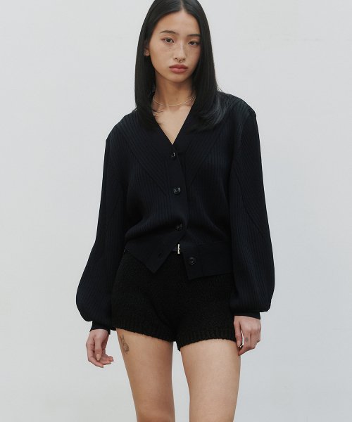 Укороченный кардиган-баллон с узором (Black)