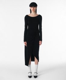 Shirring Sheer Maxi Dress Black