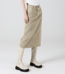 Herringbone H-line Long Skirt BEIGE