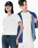 남녀공용 화이트 로고 릴렉스핏 반팔 티셔츠 J400444