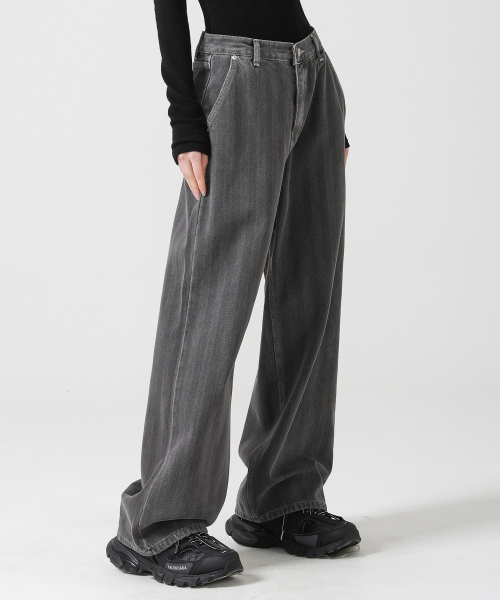 パンツ AVANDRESS Herringbone wide pants CHARCOAL AD41PT35CH 어반드레스(AVANDRESS) Herringbone wide pants CHARCOAL