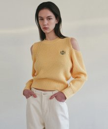 SIGNATURE CUT OUT CREW NECK KNIT_YELLOW