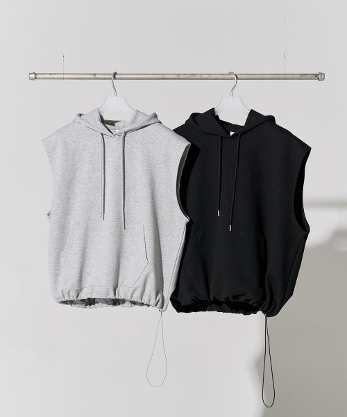 String Hood Sweat Vest [2 Colors]