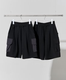 Ribbed Patch Cargo Sweat Shorts [2 Colors]