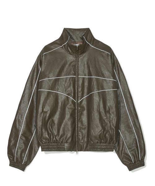 MUSINSA | PARTIMENTO [Vegan Leather] Reflective Piping Jacket Brown