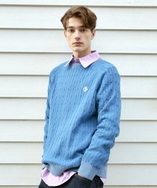 CABLE KNIT PULLOVER blue