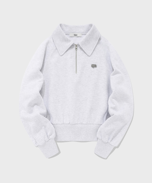 Свитшот с воротником и логотипом кисточкой Light Grey