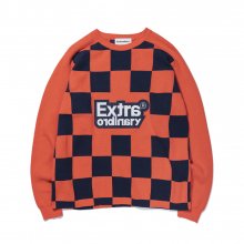 CHECKBOARD SWEATER  ORANGE