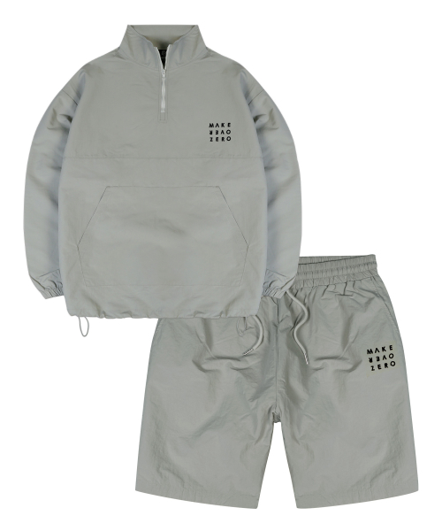 [SET] Нейлоновый костюм с анораком и шортами (Light Grey)