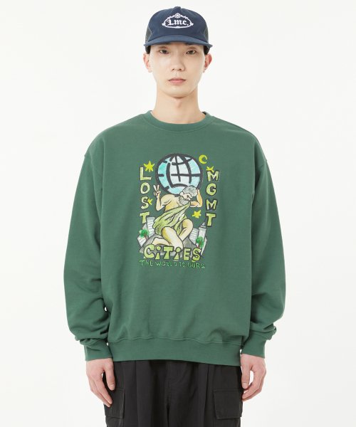 ★2023SS新作★LMC★CRAYON ATLAS SWEATSHIRT 엘엠씨(LMC) CRAYON ATLAS SWEATSHIRT dark green - 사이즈