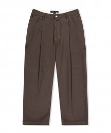 Broad One Tuck Cotton Twill Pants Brown
