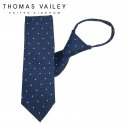 토마스 베일리(THOMAS VAILEY) 실크 지퍼/자동 넥타이-슬림도트 네이비 7.5cm