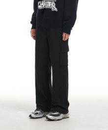 ONE POCKET IRVING WIDE CARGO PANTS BLACK