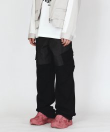 CONTRAST SWEAT DENIM PANTS BLACK