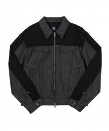 CONTRAST SWEAT DENIM JACKET BLACK