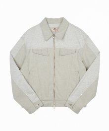 CONTRAST SWEAT DENIM JACKET OATMEAL