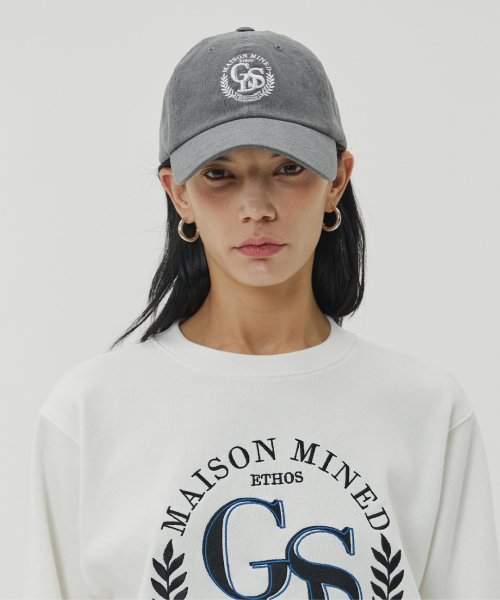 MUSINSA | MAISON MINED (W) EMBROIDERY COTTON BALL CAP - GRAY