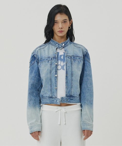 MUSINSA MAISON MINED W SNAP BIKER HOOK JACKET INDIGO