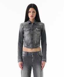 Metallic Denim Jacket Gray