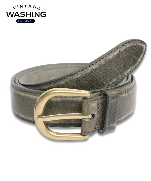 Vintage Leather Belt - Black with Brown Wash