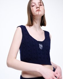 CABLE CROPPED TOP MRCD_NAVY WHITE
