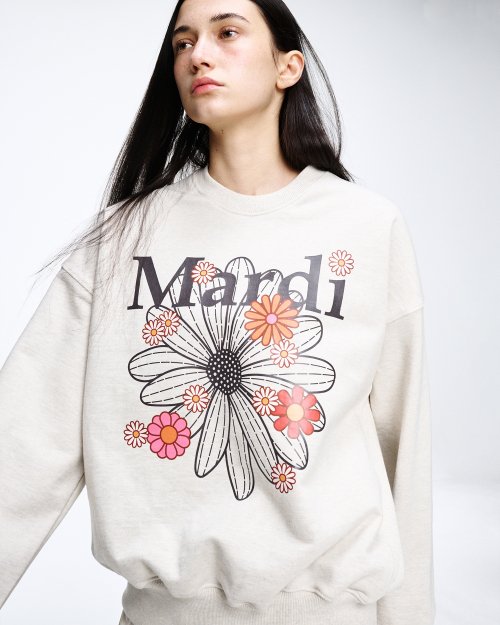 SWEATSHIRT FLOWERMARDI BLOSSOM_OATMEAL BLACK