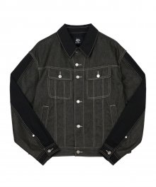 COMBINE TEXTURED DENIM JACKET BLACK