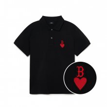 하트 스몰로고 컴포터블핏 카라 티셔츠 BOS (Black)
