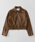 9020 VEGAN LEATHER SINGLE BANDING JACKET_BROWN