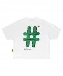 [우먼즈] 뉴 페인팅 해시태그 오버핏 반팔 티셔츠(오프 화이트)