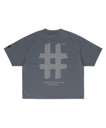 [우먼즈] 뉴 리플렉티브 해시태그 오버핏 반팔 티셔츠(쿨 그레이)