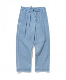 two tuck denim trouser blue washed