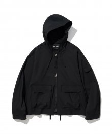 zip up hood jacket black