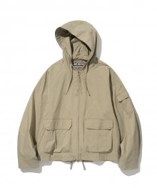 zip up hood jacket beige